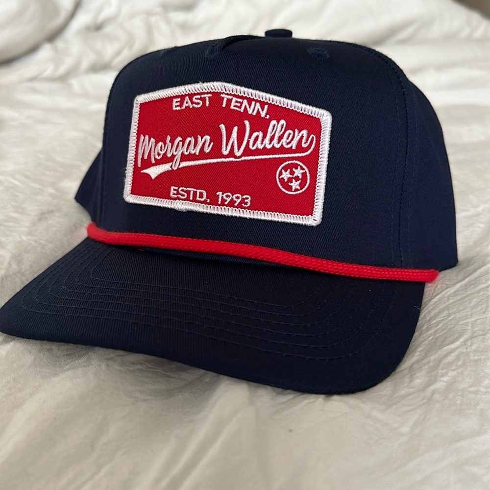 COPY - Morgan Wallen Navy and Red trucker hat